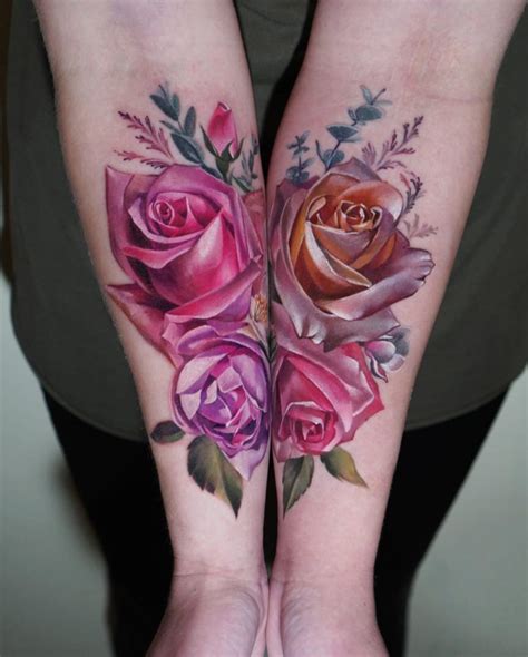 tatouage rose femme bras|100 Tatouages Rose pour Femme .